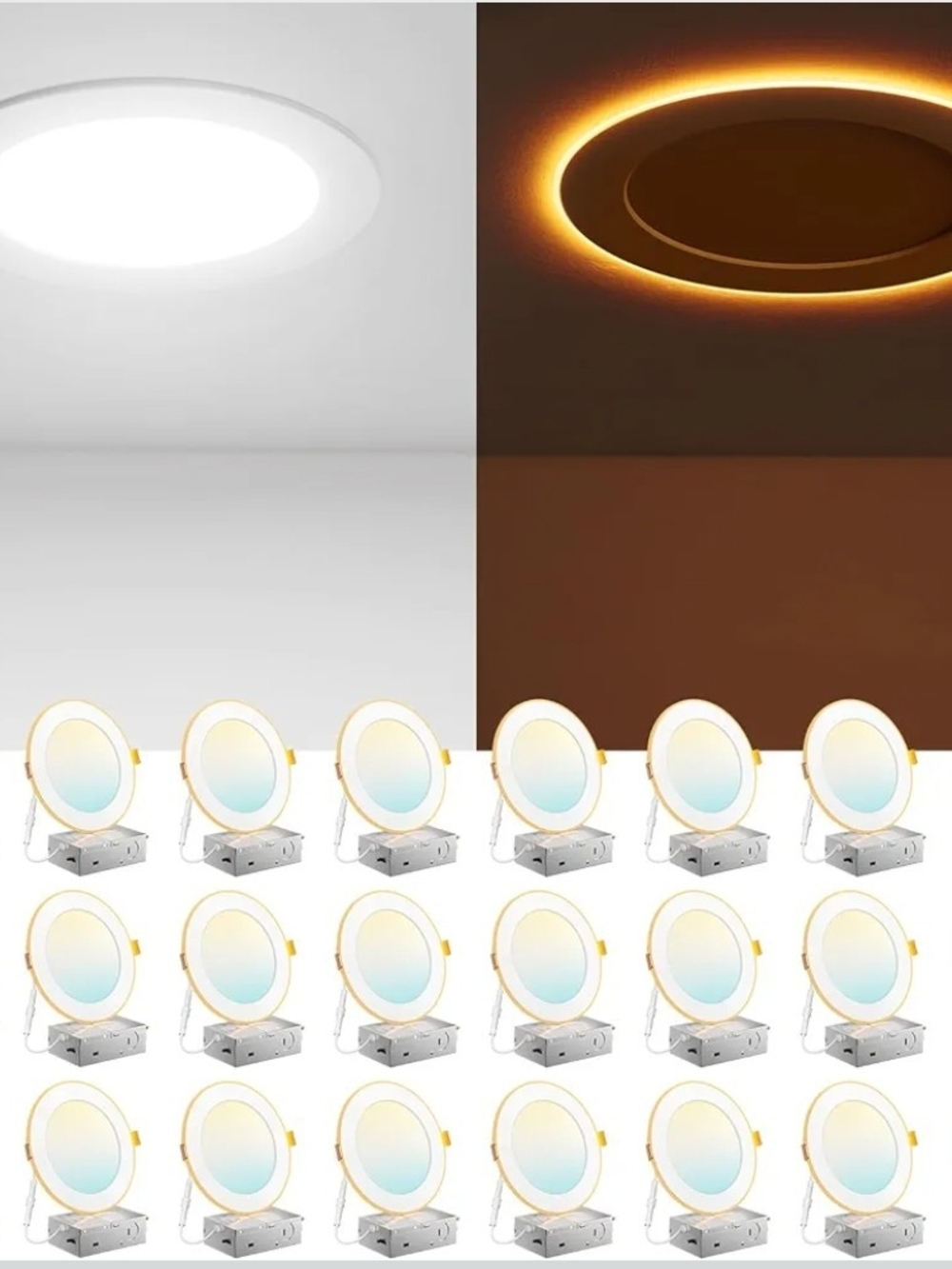 Amico 24 Pack 6" LED Recessed Lights 5CCT Night Light Dimmable Canless ETL